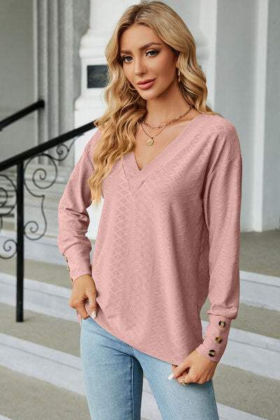 V-Neck Lantern Sleeve T-Shirt Women's T-Shirts - Tophatter Daily Deals