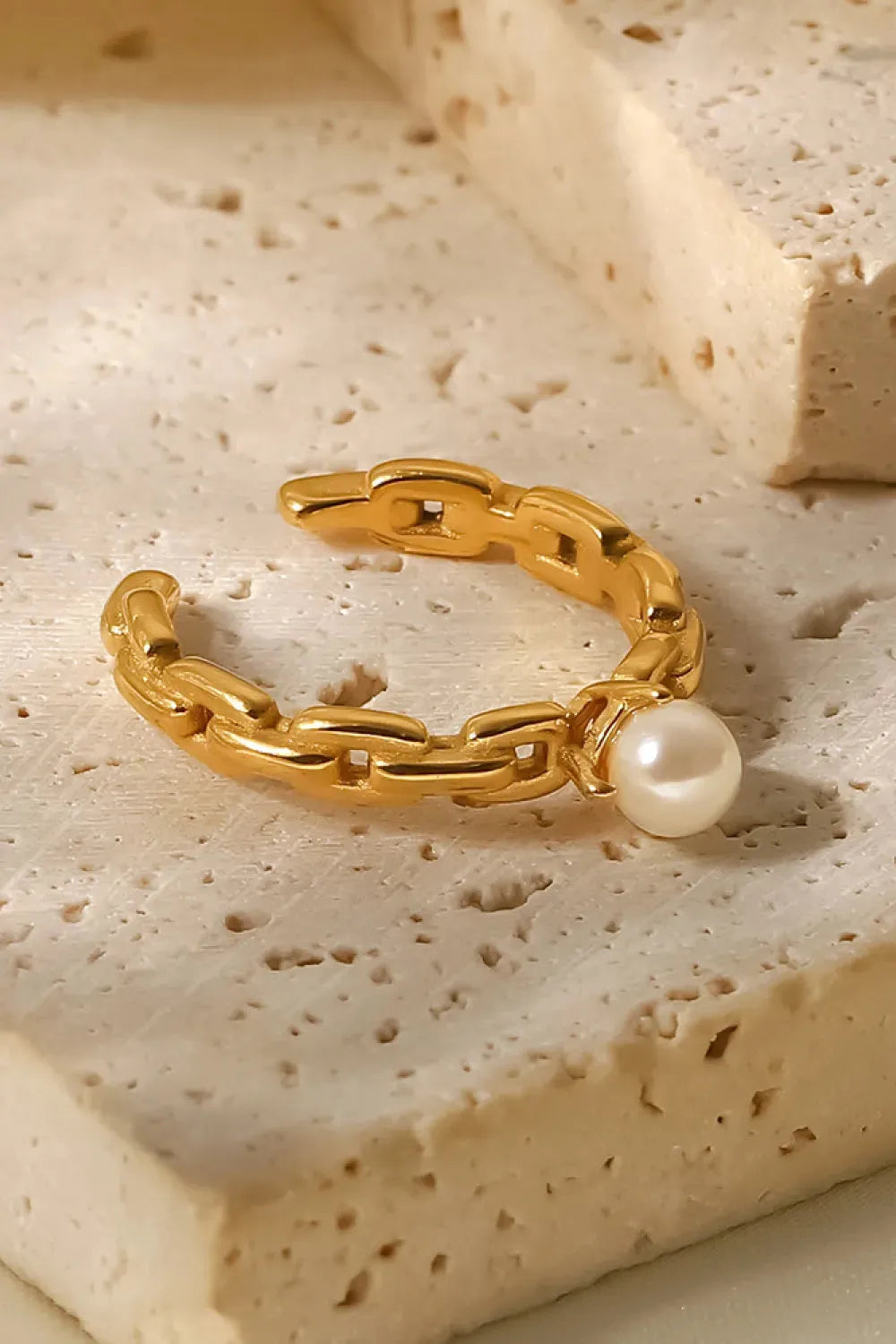 Pearl Stainless Steel Open Ring Rings - Tophatter Daily Deals