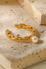 Pearl Stainless Steel Open Ring Rings - Tophatter Daily Deals