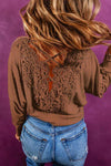 Ribbed Round Neck Long Sleeve Blouse Blouses - Tophatter Daily Deals