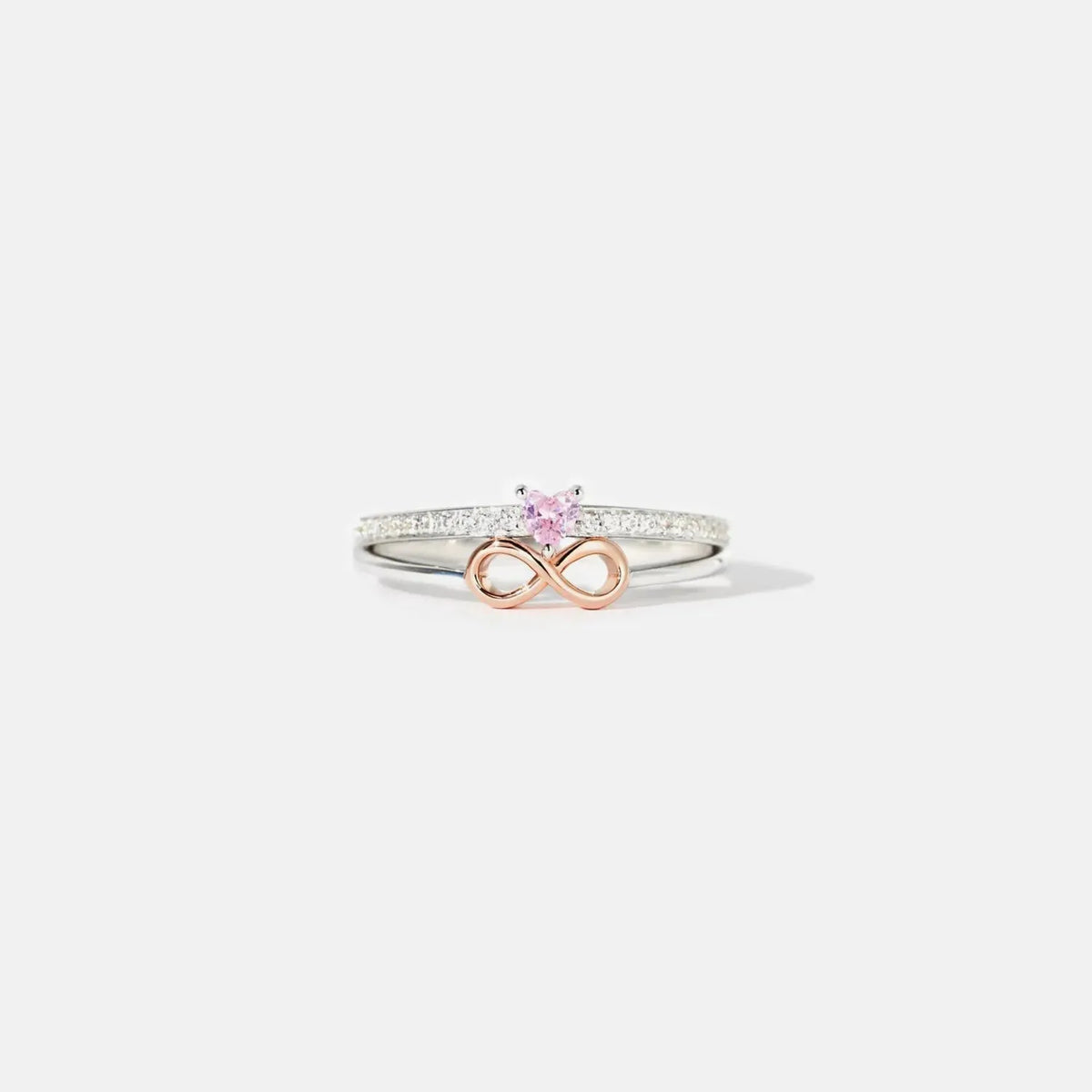 Heart Number 8 Zircon Double-Layered Ring Silver Rings - Tophatter Daily Deals