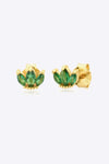 925 Sterling Silver Zircon Decor Stud Earrings Gold Green One Size Earrings - Tophatter Daily Deals