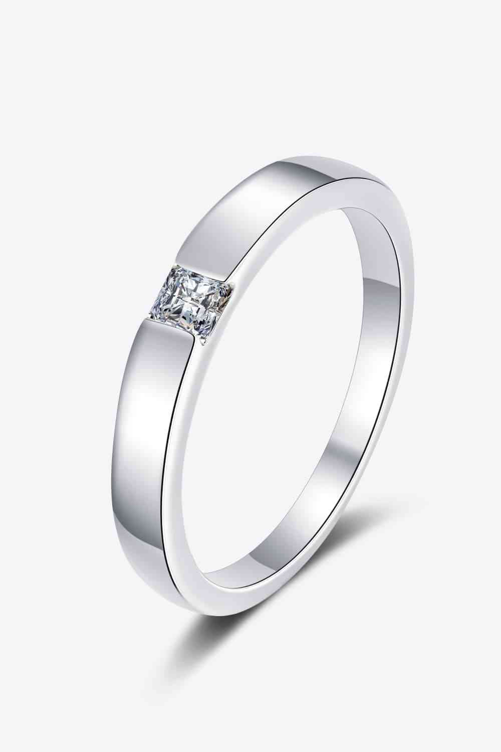 Inlaid Moissanite Rhodium-Plated Ring Moissanite - Tophatter Daily Deals