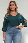 3/4 Sleeve Cutout Detail Top Women's T-Shirts - Tophatter Daily Deals