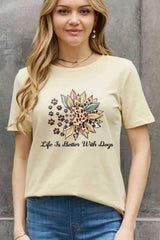 Simply Love Simply Love Full Size LIFE IS BETTER WITH DOGS Graphic Cotton Tee Women's T-Shirts - Tophatter Daily Deals