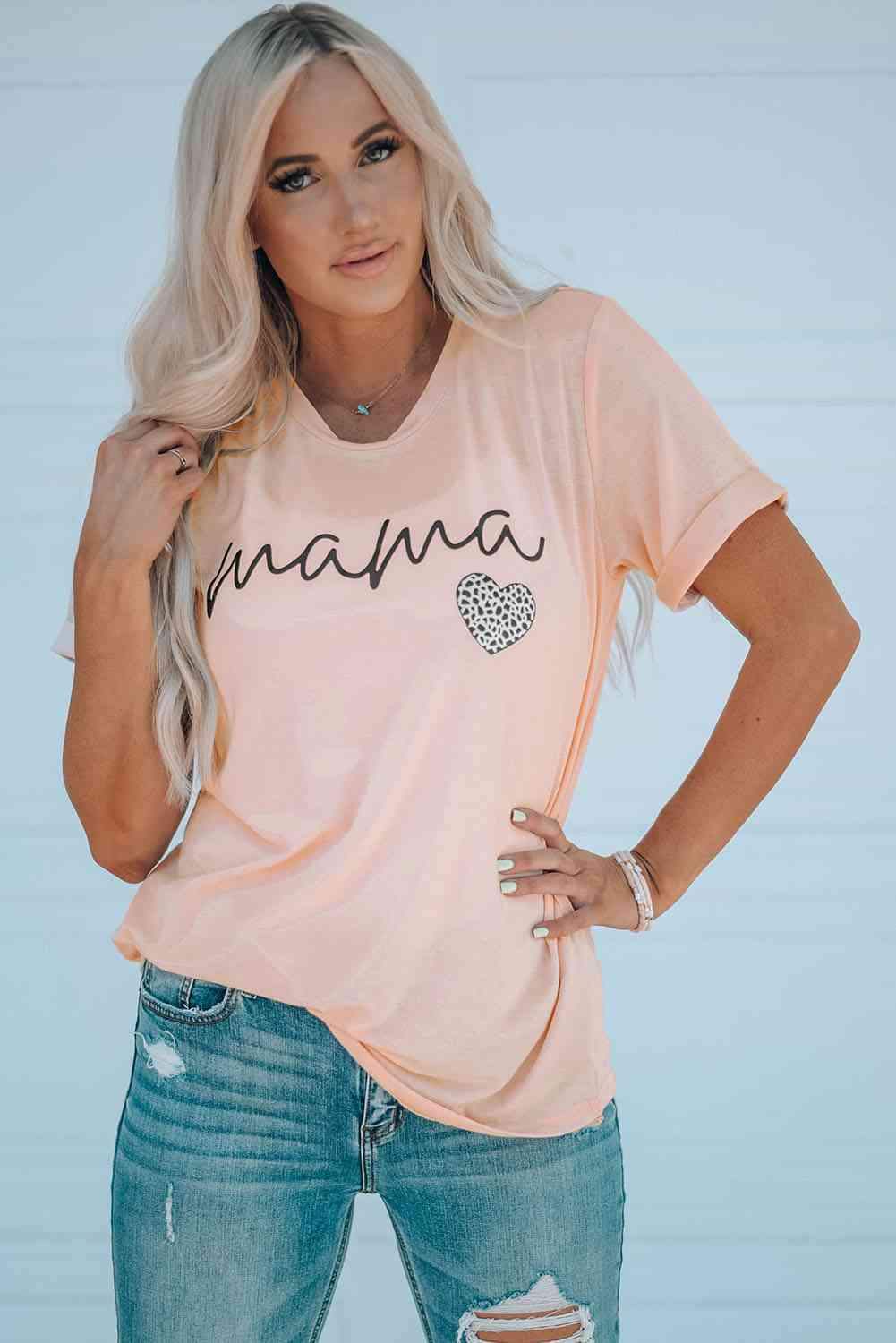 MAMA Heart Graphic Tee Shirt Women's T-Shirts - Tophatter Daily Deals