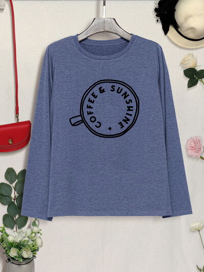 COFFEE SUNSHINE Round Neck Long Sleeve T-Shirt Women's T-Shirts - Tophatter Daily Deals