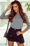 Round Neck Puff Sleeve Sleeve Blouse Charcoal Blouses - Tophatter Daily Deals