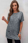 Animal Print Round Neck Tunic Tee with Pockets Gray Dawn Women's T-Shirts - Tophatter Daily Deals