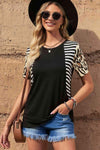 Mixed Print Color Block Tee Shirt Women's T-Shirts - Tophatter Daily Deals