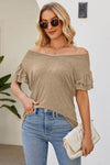 Ruffled V-Neck Flutter Sleeve T-Shirt Women's T-Shirts - Tophatter Daily Deals