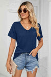 Short Sleeve V-Neck T-Shirt Navy Women's T-Shirts - Tophatter Daily Deals