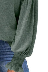 Round Neck Lantern Sleeve T-Shirt Women's T-Shirts - Tophatter Daily Deals
