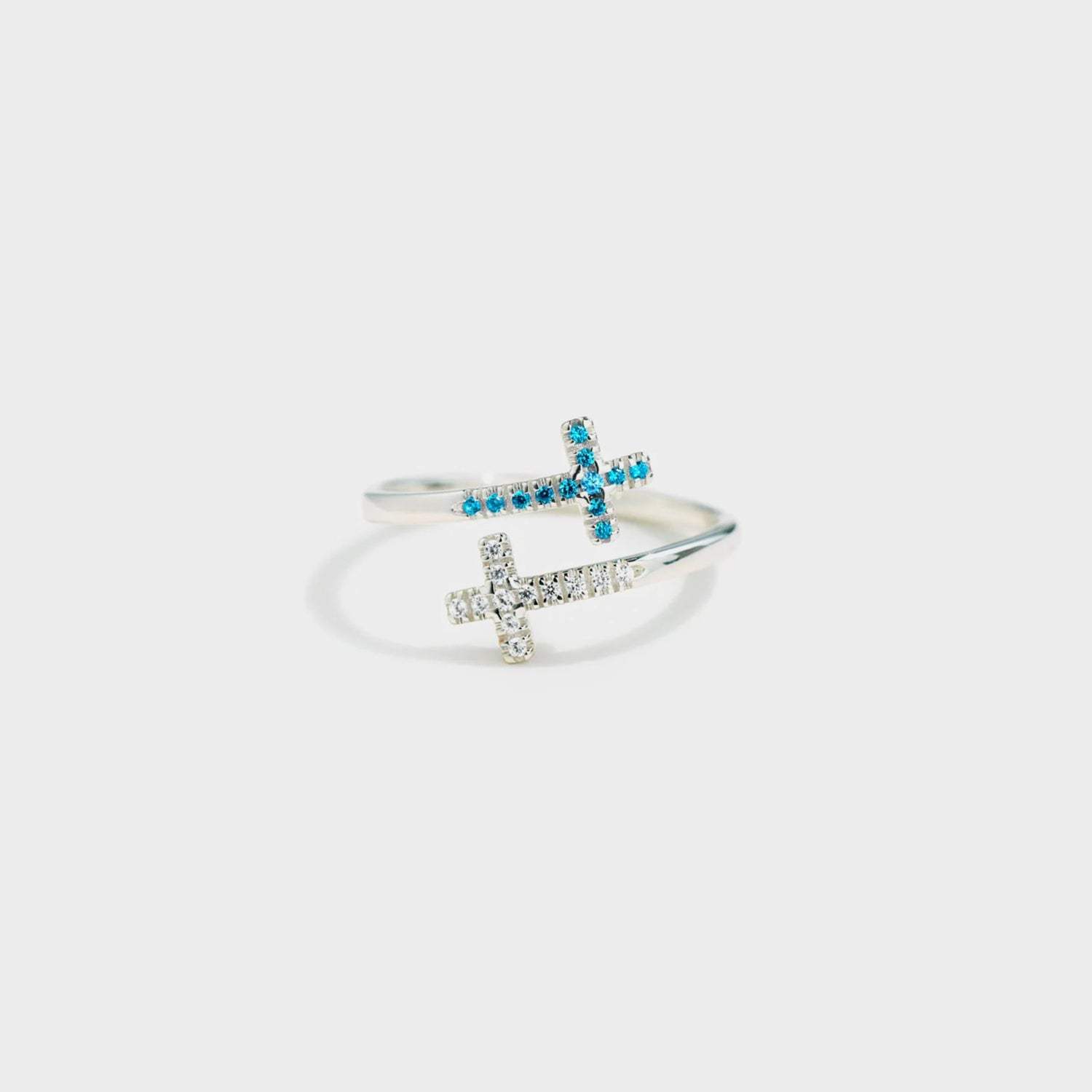 Zircon 925 Sterling Silver Double Cross Bypass Ring Silver 7 Rings - Tophatter Daily Deals