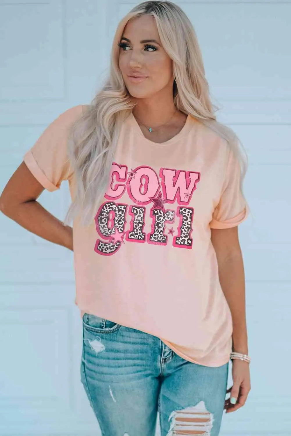 COWGIRL Graphic Cuffed Tee Women's T-Shirts - Tophatter Daily Deals