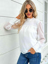 Swiss Dot Smocked Mock Neck Blouse Blouses - Tophatter Daily Deals