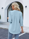 Notched Puff Sleeve Blouse Blouses - Tophatter Daily Deals