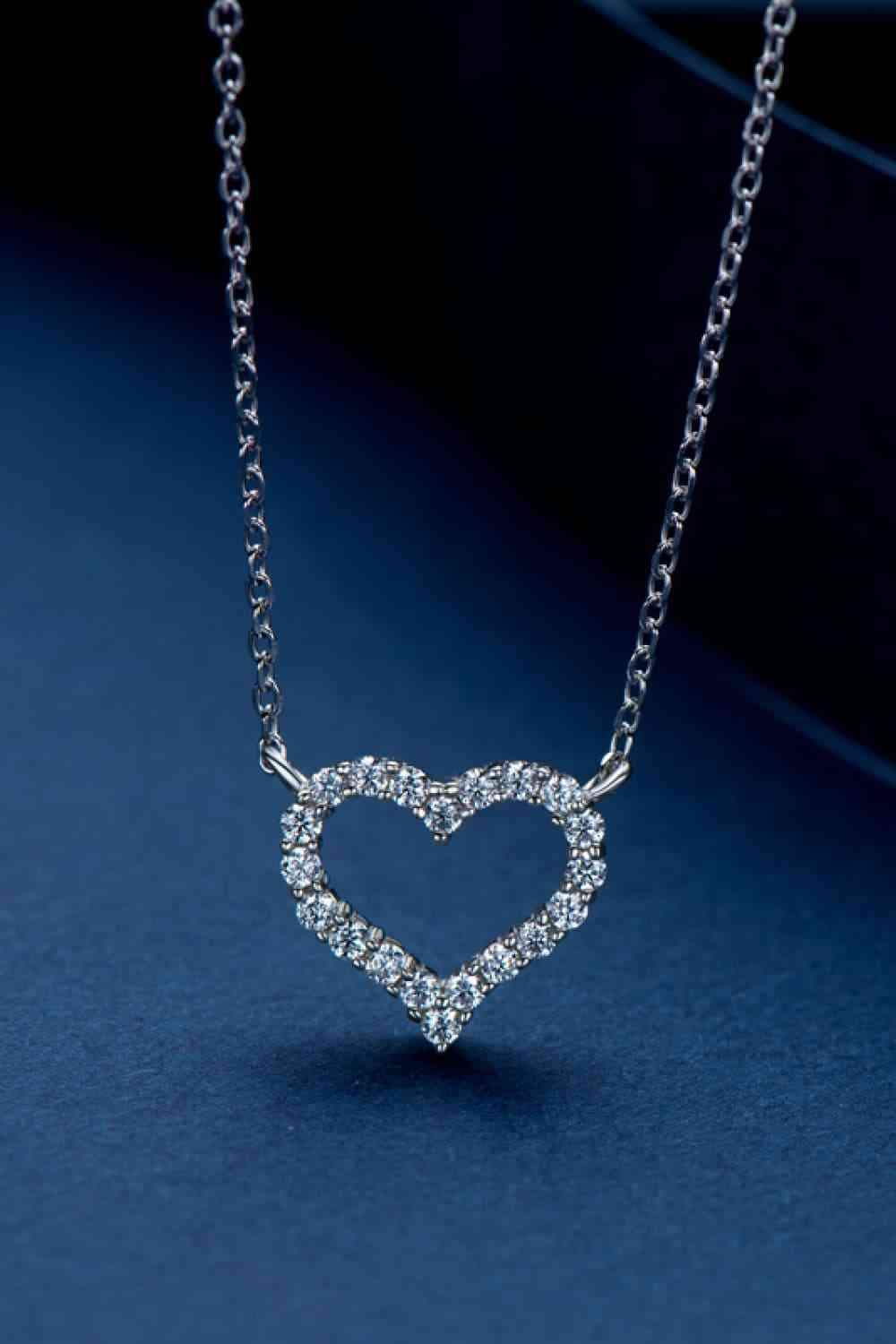 Adored Moissanite Platinum-Plated Heart Necklace Moissanite - Tophatter Daily Deals