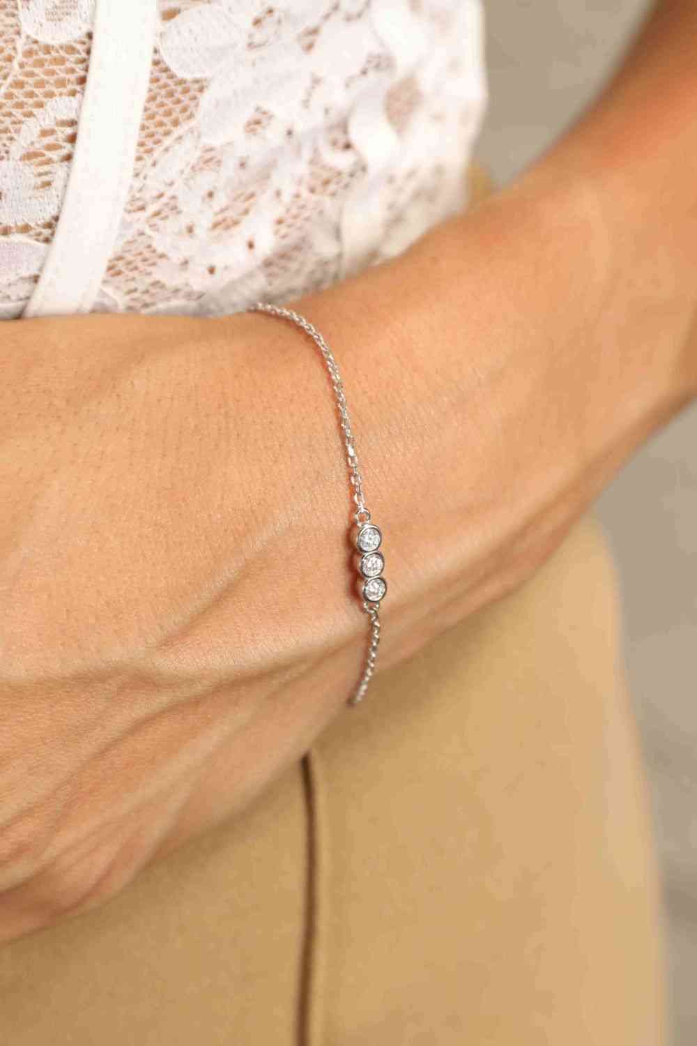 Adored Moissanite 925 Sterling Silver Bracelet Silver One Size Moissanite - Tophatter Daily Deals