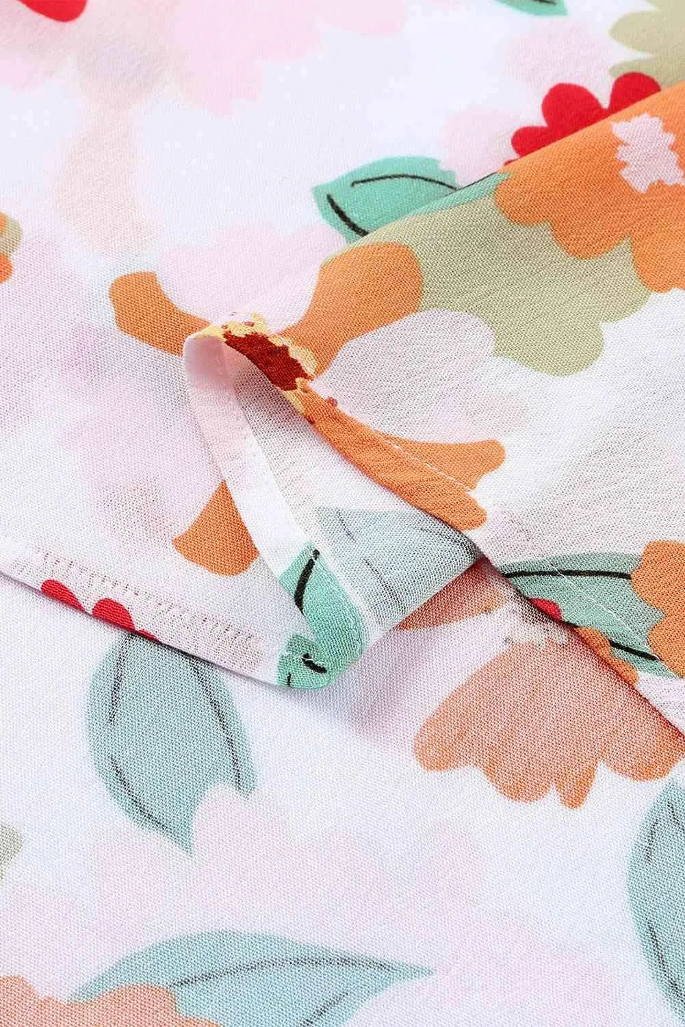 Floral Flutter Sleeve Round Neck Blouse Blouses - Tophatter Daily Deals