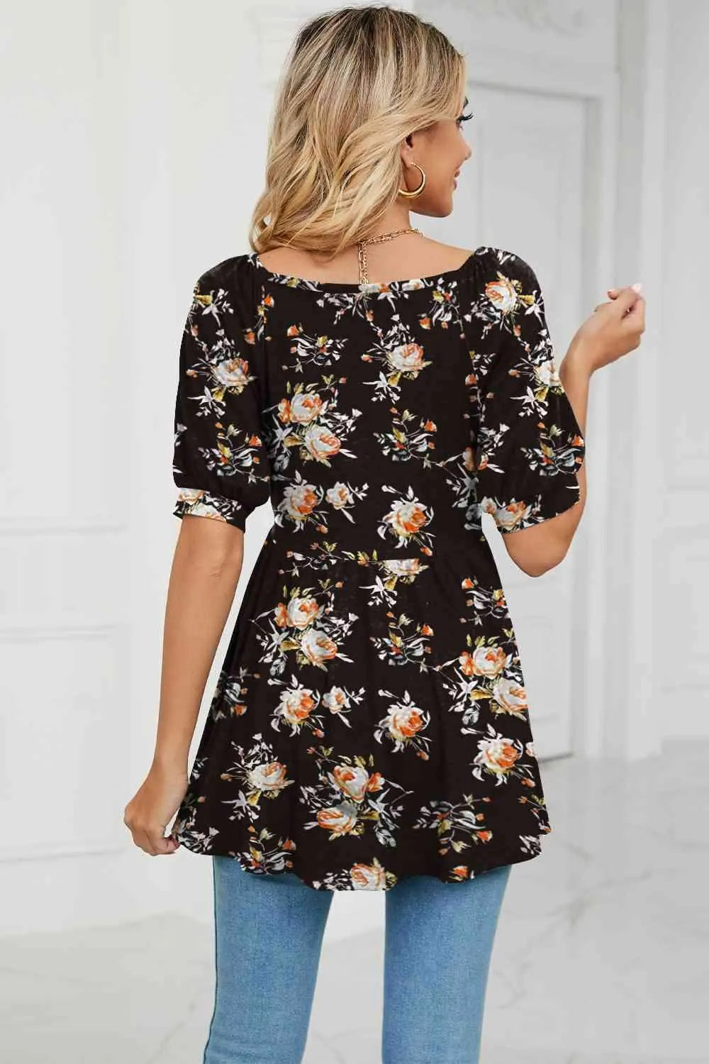V-Neck Babydoll Blouse Blouses - Tophatter Daily Deals