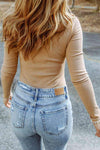 High Neck Long Sleeve Ribbed Top Blouses - Tophatter Daily Deals