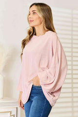 Double Take Ribbed Long Sleeve Top Blouses - Tophatter Daily Deals