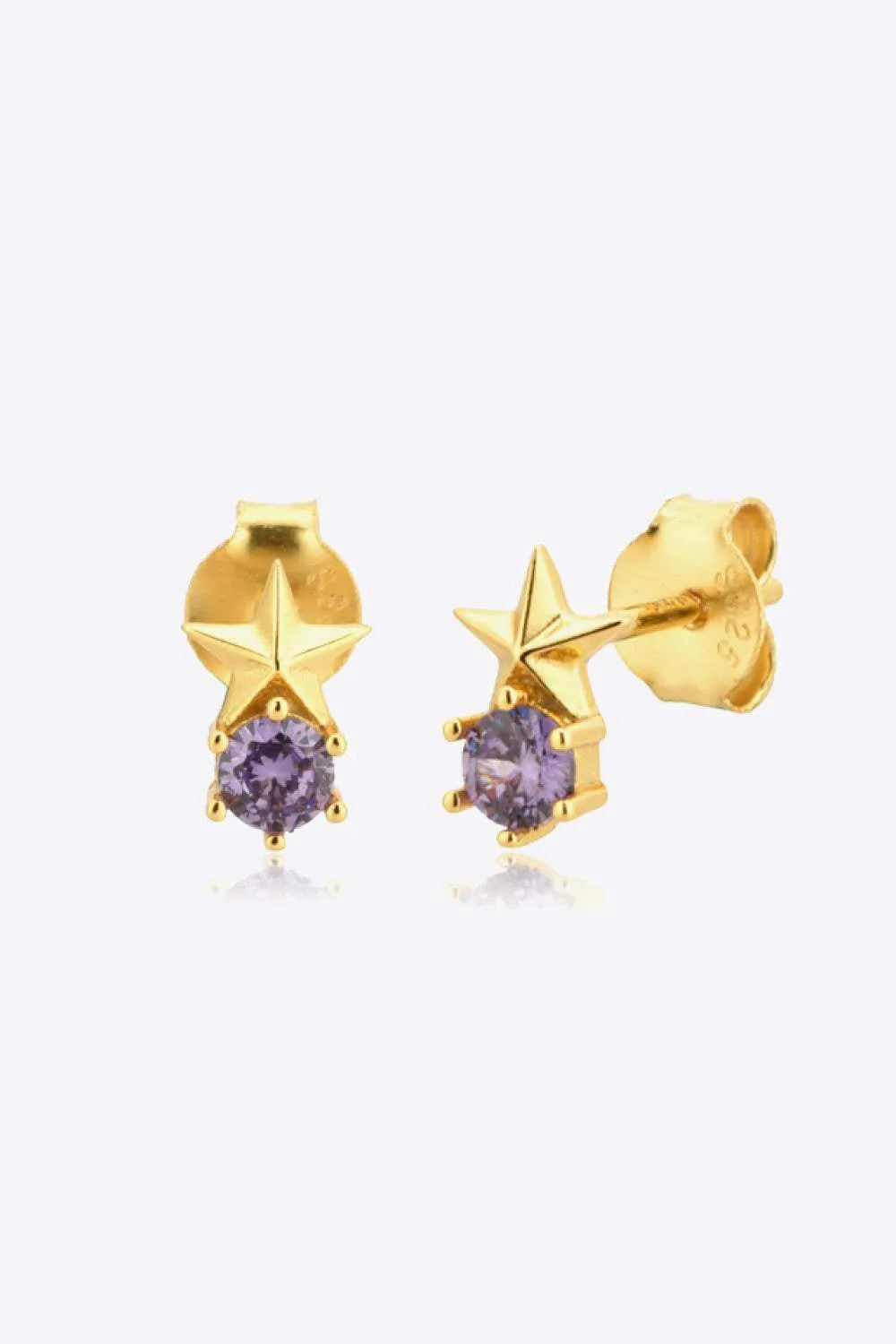 Zircon Star Stud Earrings Lavender One Size Earrings - Tophatter Daily Deals