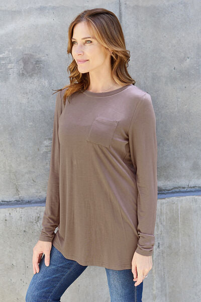 Basic Bae Full Size Round Neck Long Sleeve Top - Tophatter Deals