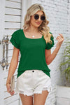 Square Neck Flutter Sleeve T-Shirt Women's T-Shirts - Tophatter Daily Deals