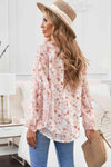 Floral Balloon Sleeve Notched Neck Blouse Blouses - Tophatter Daily Deals