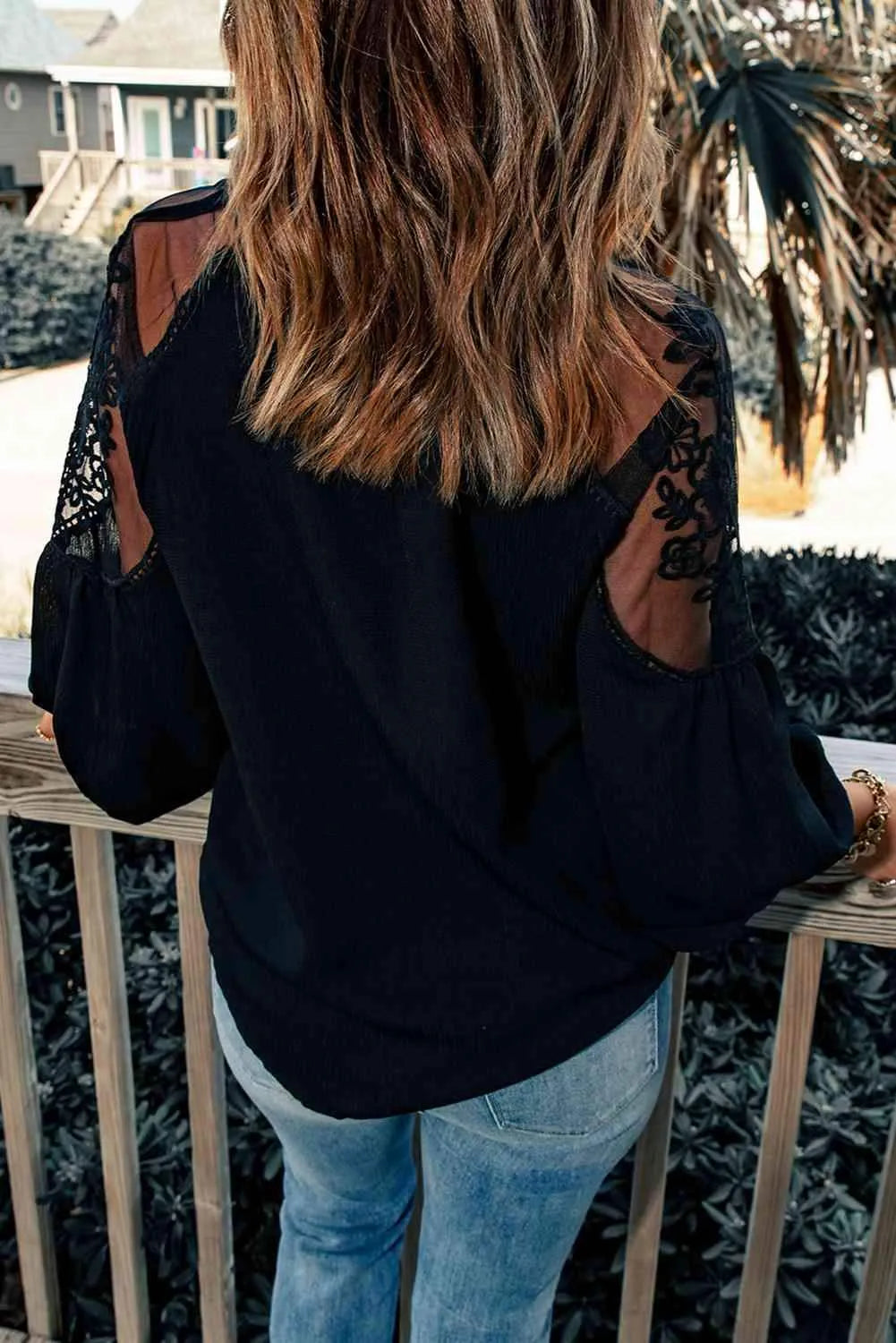 Embroidered Tie-Neck Puff Sleeve Blouse Blouses - Tophatter Daily Deals