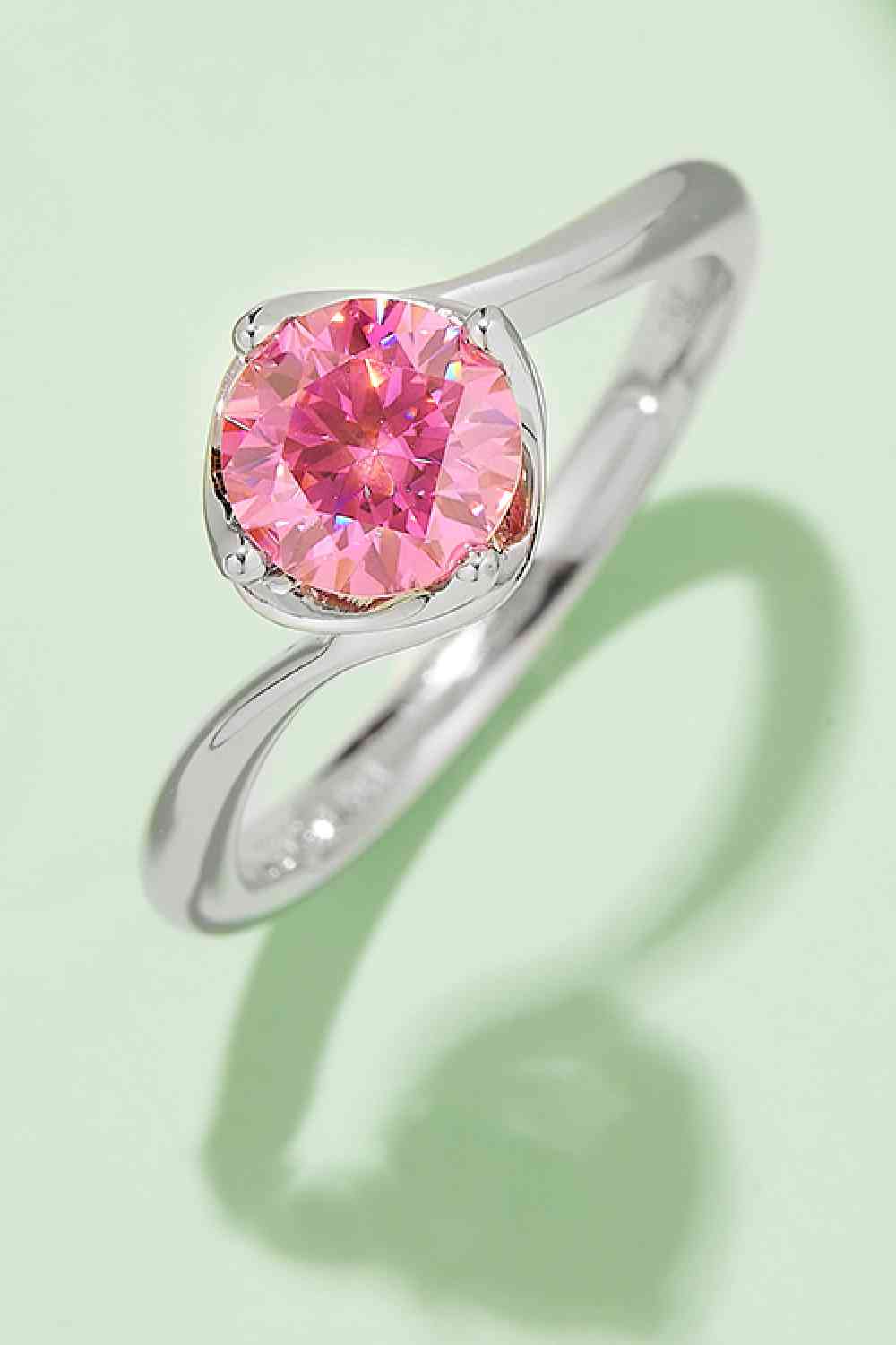 1 Carat Moissanite 925 Sterling Silver Solitaire Ring Deep Rose Moissanite - Tophatter Daily Deals