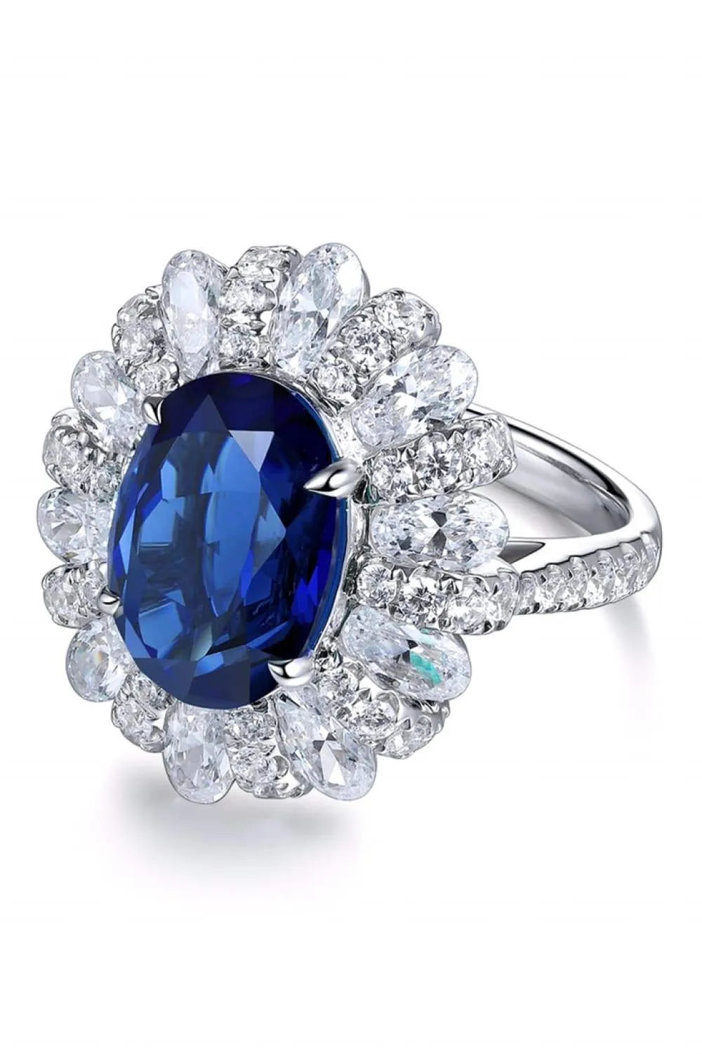 5 Carat Lab-Grown Sapphire Flower Shape Ring Rings - Tophatter Daily Deals