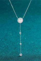 Moissanite Rhodium-Plated Necklace Moissanite - Tophatter Daily Deals