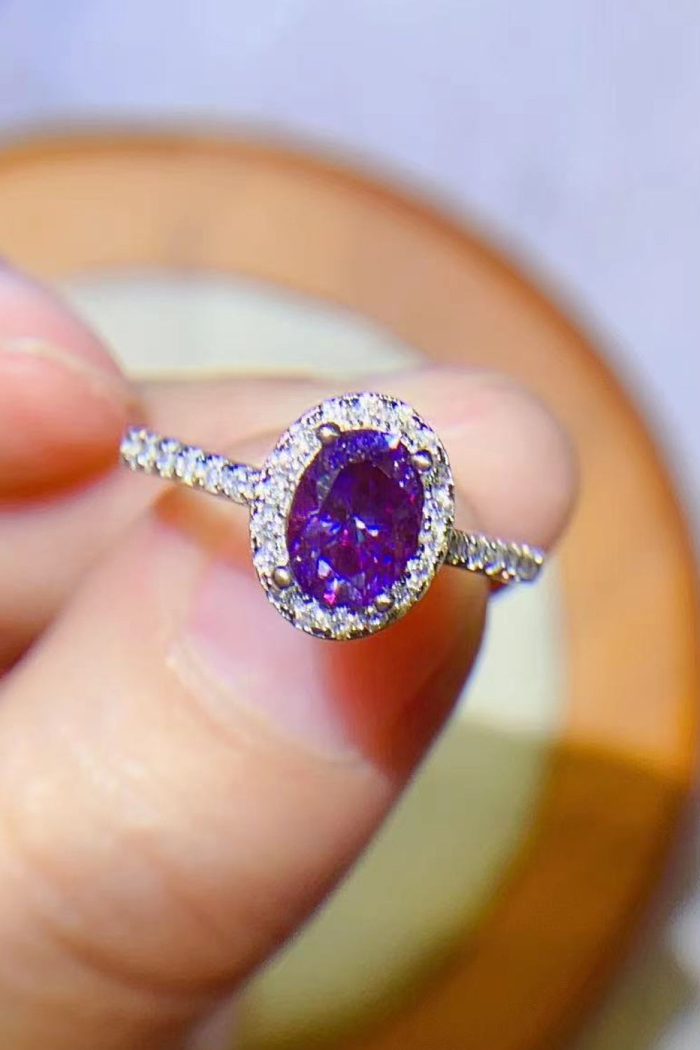 925 Sterling Silver 1 Carat Purple Moissanite Ring Moissanite - Tophatter Daily Deals