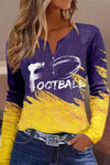 FOOTBALL Graphic Notched Neck Long Sleeve T-Shirt Violet Women's T-Shirts - Tophatter Daily Deals