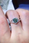 Adored 1 Carat Moissanite 925 Sterling Silver Heart Ring Mid Green Moissanite - Tophatter Daily Deals