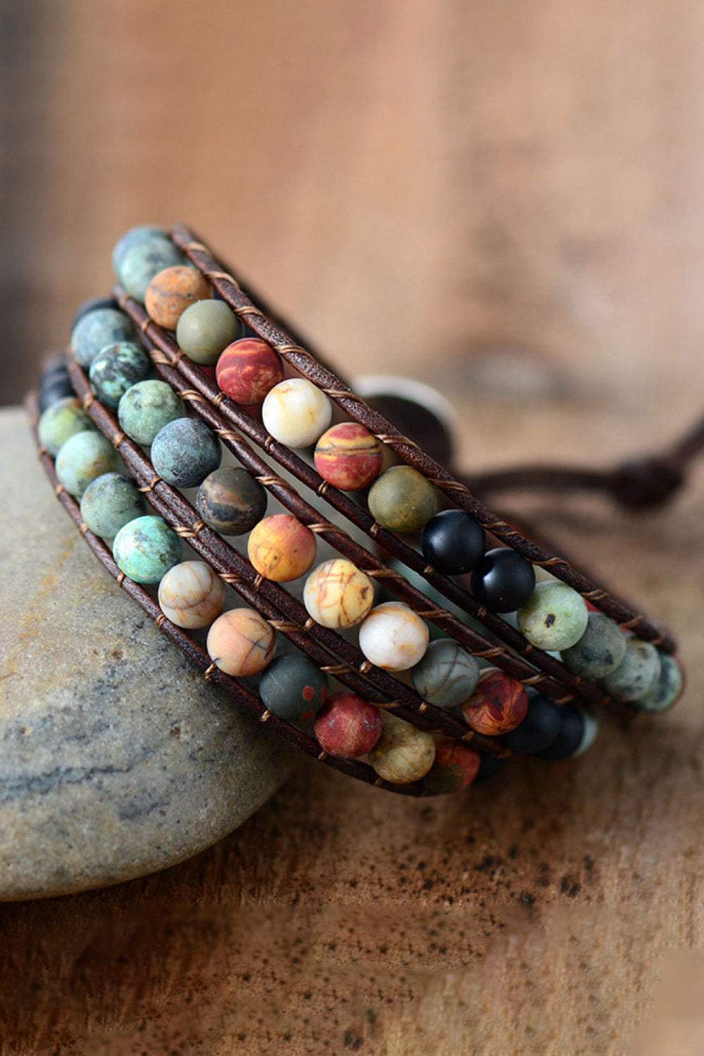 Handmade Triple Layer Beaded Agate Bracelet Bracelets - Tophatter Daily Deals