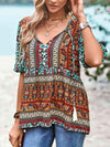 Bohemian Tie Neck Babydoll Blouse Blouses - Tophatter Daily Deals