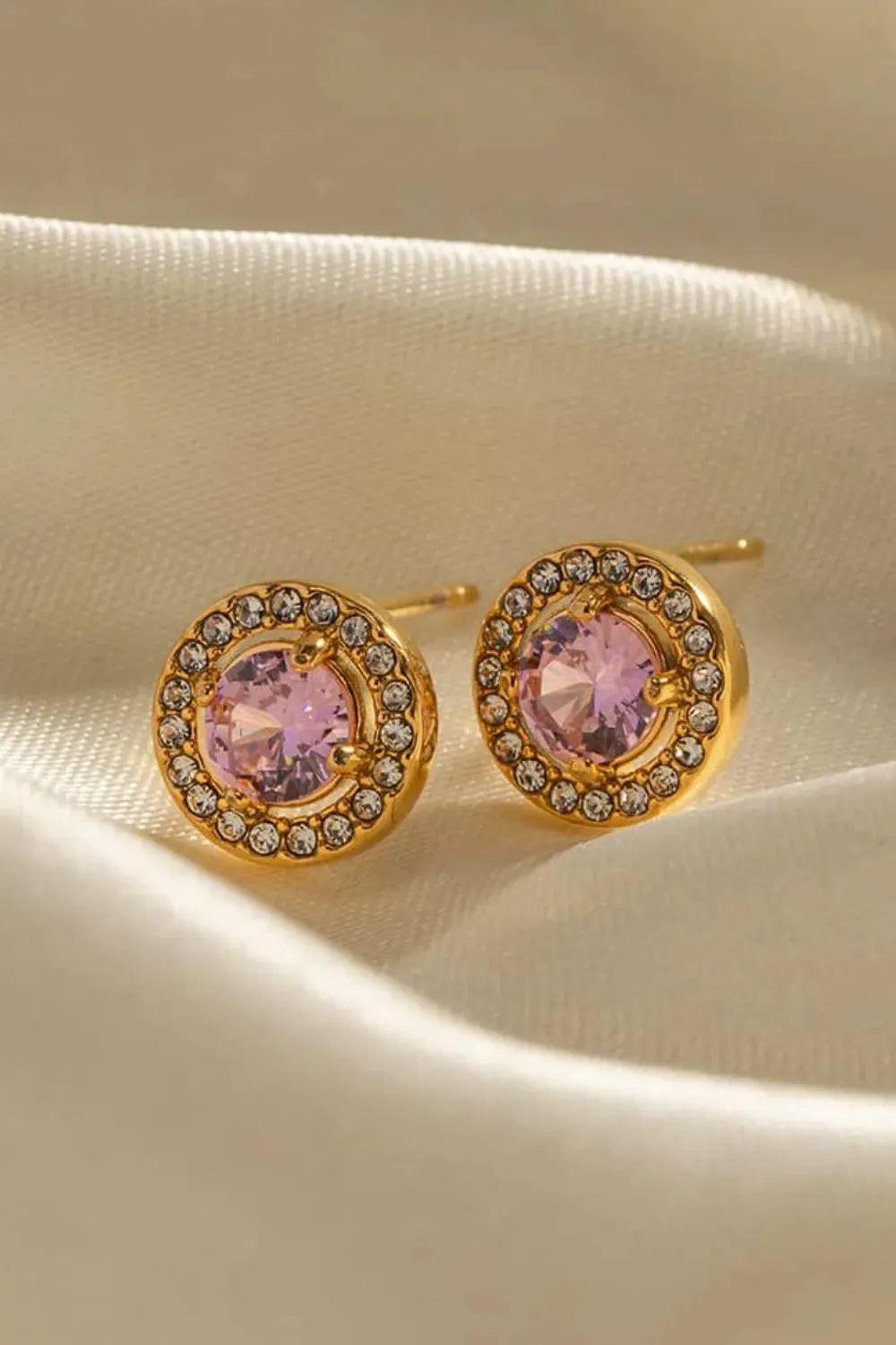 Inlaid Zircon Stainless Steel Stud Earrings Earrings - Tophatter Daily Deals