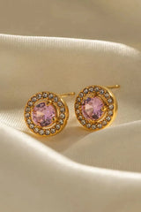 Inlaid Zircon Stainless Steel Stud Earrings Earrings - Tophatter Daily Deals