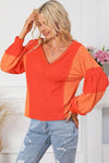 Color Block V-Neck Top - Tophatter Deals