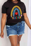 Simply Love Full Size TEACHER Rainbow Graphic Cotton Tee Women's T-Shirts - Tophatter Daily Deals