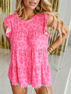 Ruffled Leopard Round Neck Tiered T-Shirt Fuchsia Pink Women's T-Shirts - Tophatter Daily Deals