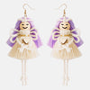 Wood Cotton Cord Brass Angel Dangle Earrings Lilac One Size Earrings - Tophatter Daily Deals