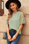 Half Sleeve Round Neck Blouse Blouses - Tophatter Daily Deals