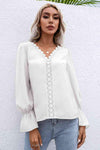 Lace Trim Flounce Sleeve Blouse Blouses - Tophatter Daily Deals