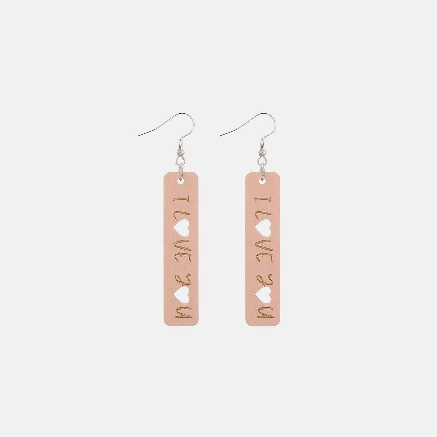 Heart Cutout Wooden Dangle Earrings Style B One Size Earrings - Tophatter Daily Deals