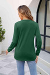 V-Neck Ruched Long Sleeve Blouse Blouses - Tophatter Daily Deals